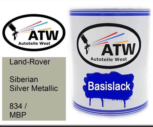 Land-Rover, Siberian Silver Metallic, 834 / MBP: 1L Lackdose, von ATW Autoteile West.